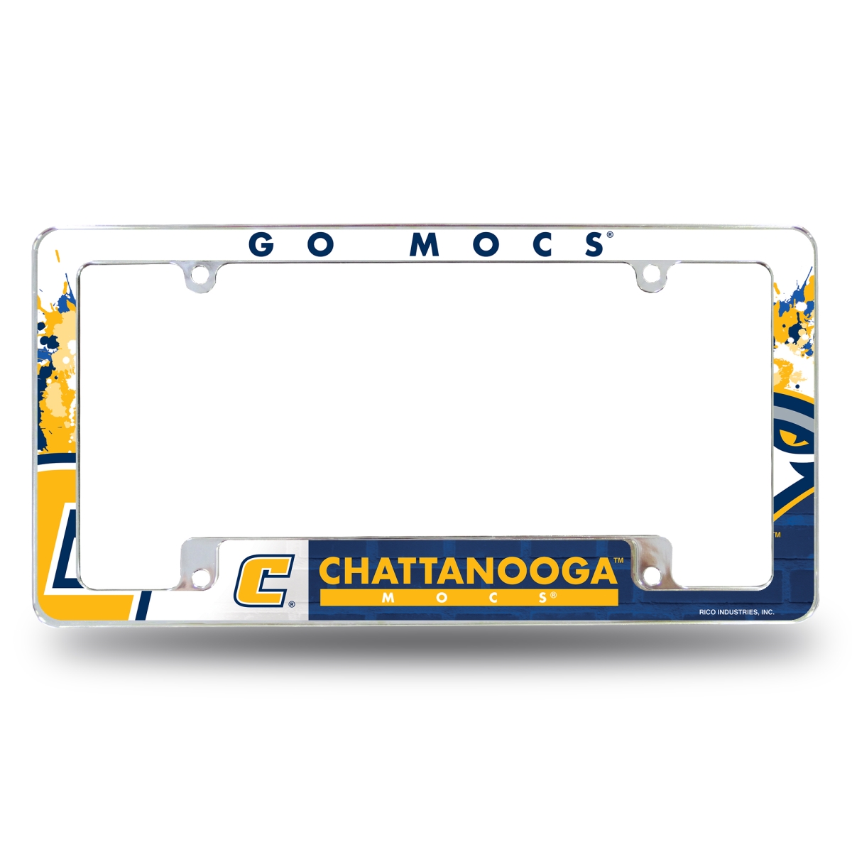 AFC180401B NCAA Tennessee-Chattanooga Mocs Primary All Over Chrome License Plate Frame, 12 x 6 in.