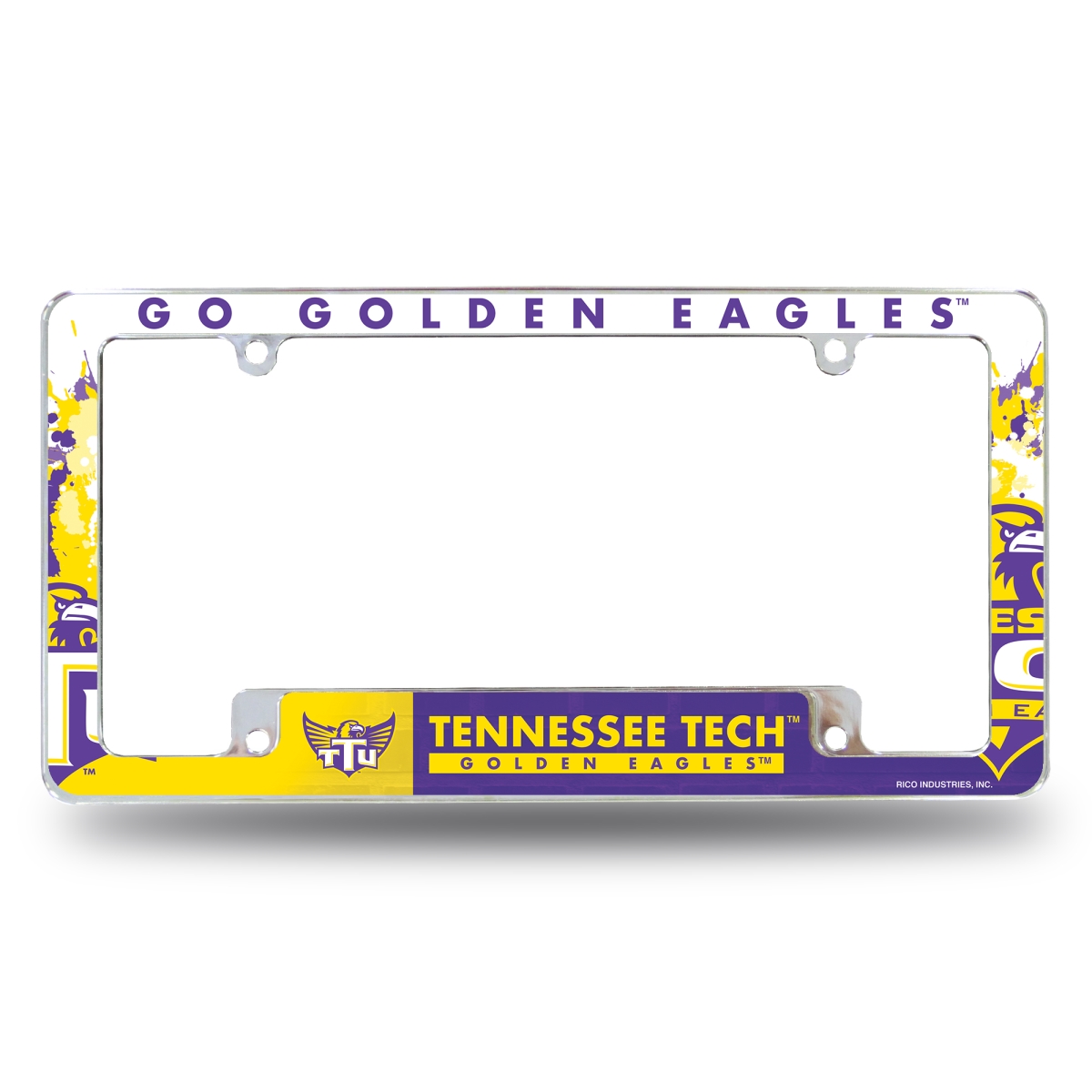 AFC180201B NCAA Tennessee Tech Golden Eagles Primary All Over Chrome License Plate Frame, 12 x 6 in.