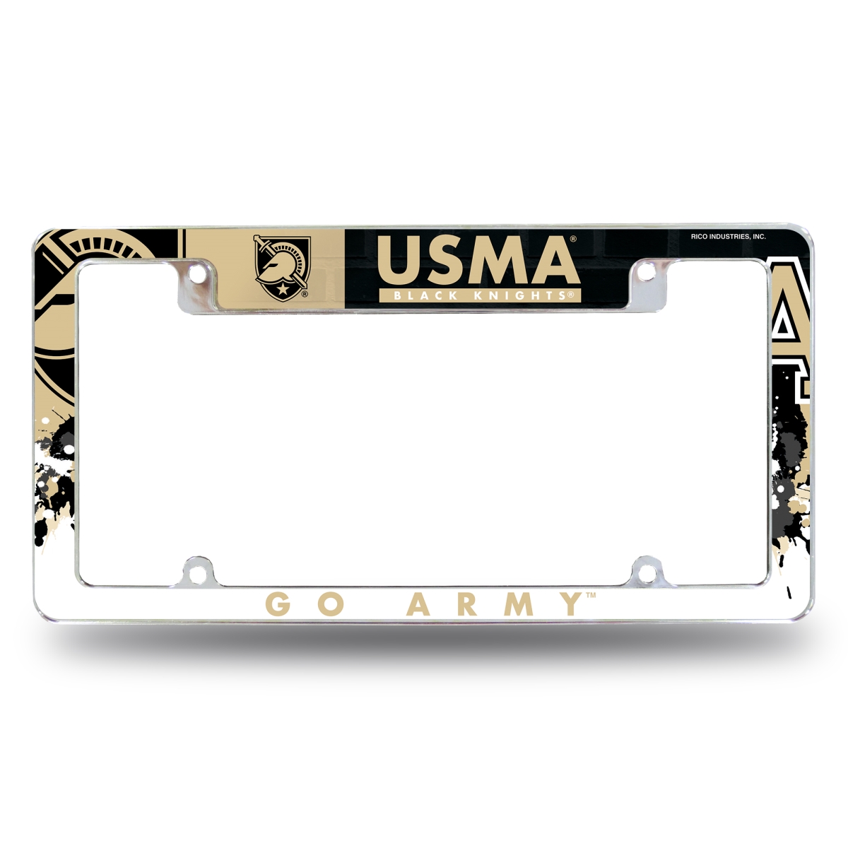 AFC270701T NCAA Army West Point Black Knights Primary All Over Chrome License Plate Frame, 12 x 6 in.