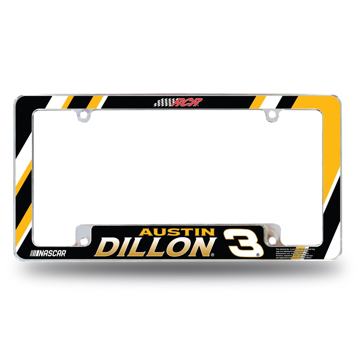 Picture of Rico Industries AFCAUSTDILL01B 12 x 6 in. NASCAR Racing Austin Dillon with All Over Automotive License Plate Frame - Chrome