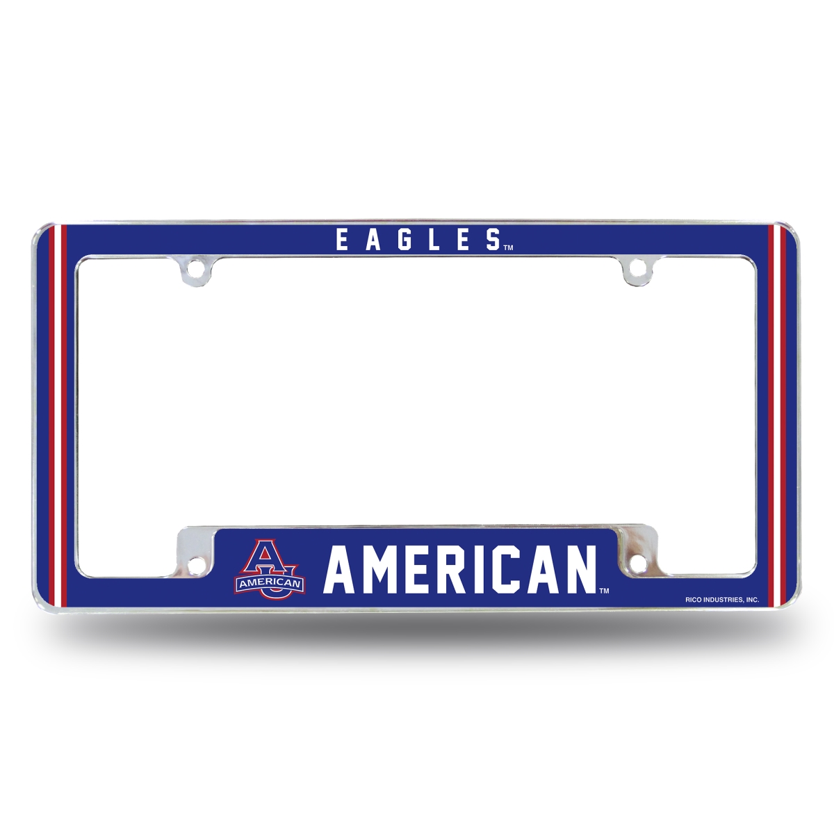 AFC330301B NCAA American Eagles All Over Chrome License Plate Frame, 12 x 6 in.