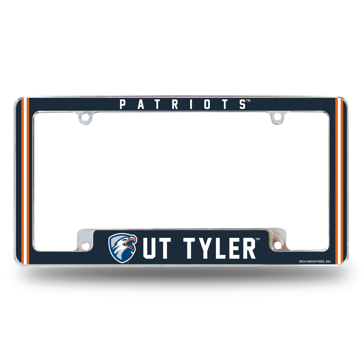 AFC263301B NCAA Texas-Tyler Patriots All Over Chrome License Plate Frame, 12 x 6 in.