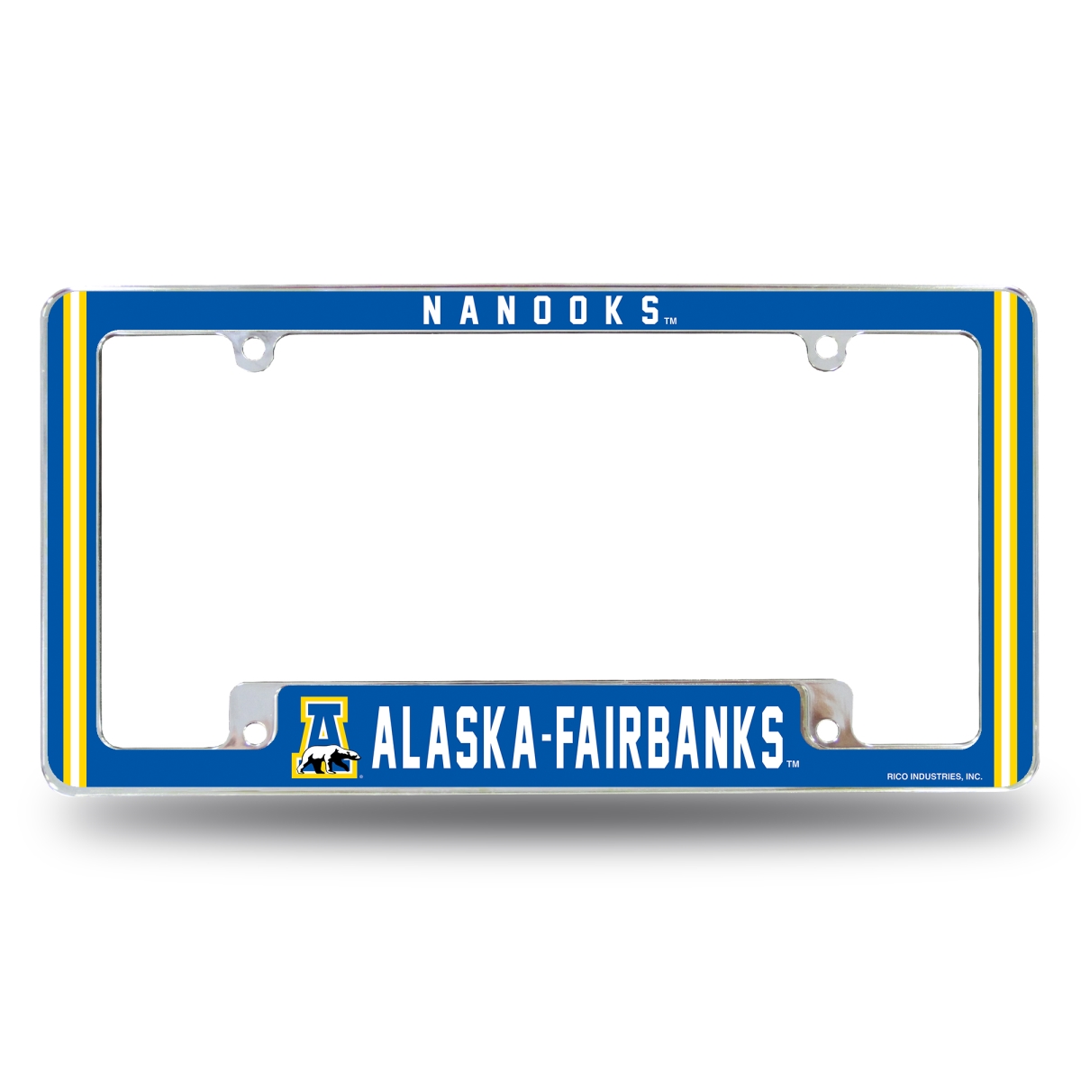 AFC540201B NCAA Alaska Fairbanks Nanooks All Over Chrome License Plate Frame44 12 x 6 in