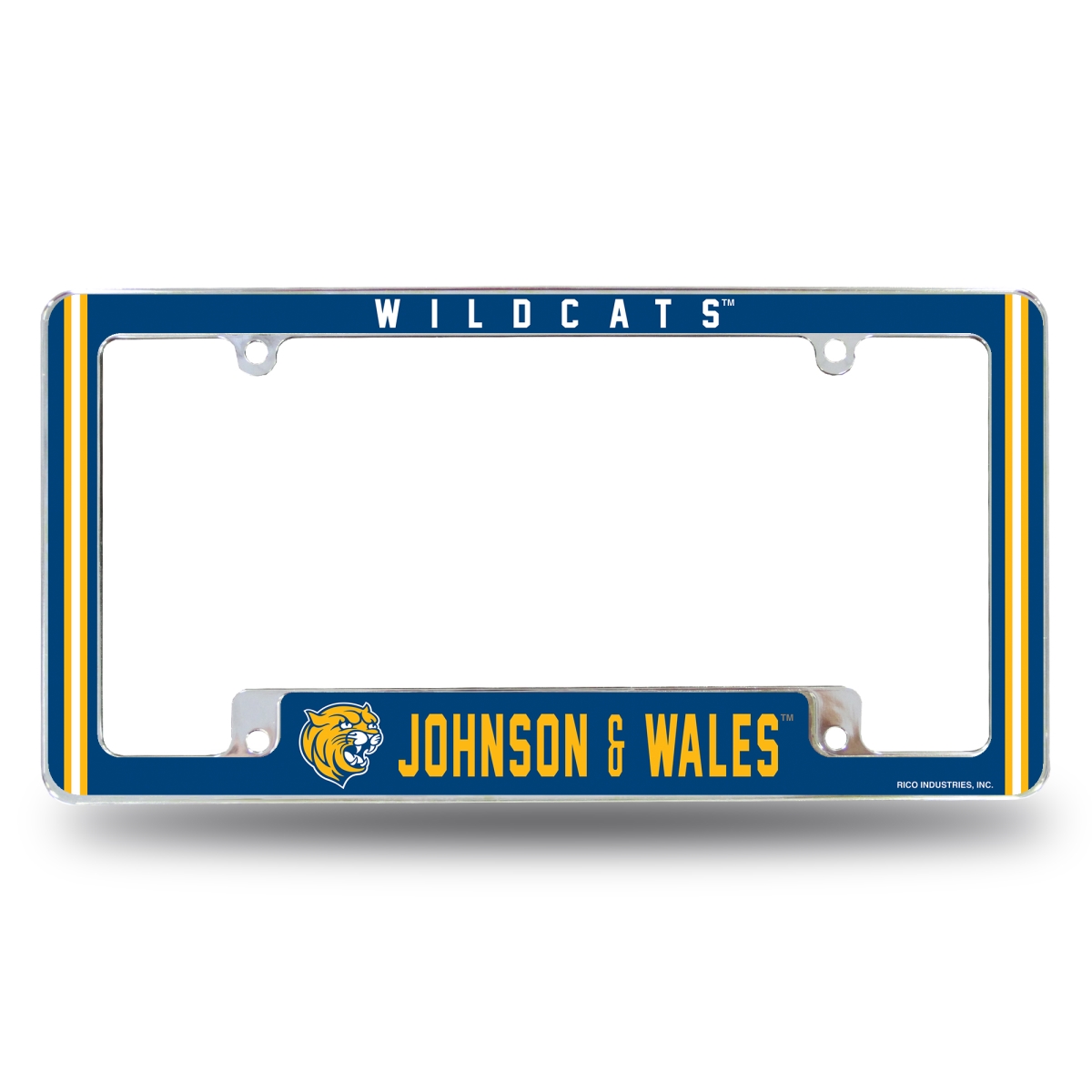 AFC213601B NCAA Johnson & Wales Wildcats All Over Chrome License Plate Frame, 12 x 6 in.