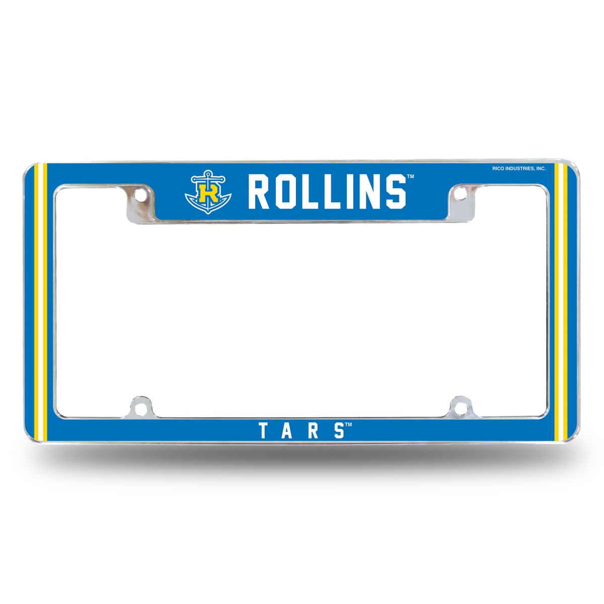 AFC102001T NCAA Rollins Tars All Over Chrome License Plate Frame, 12 x 6 in.
