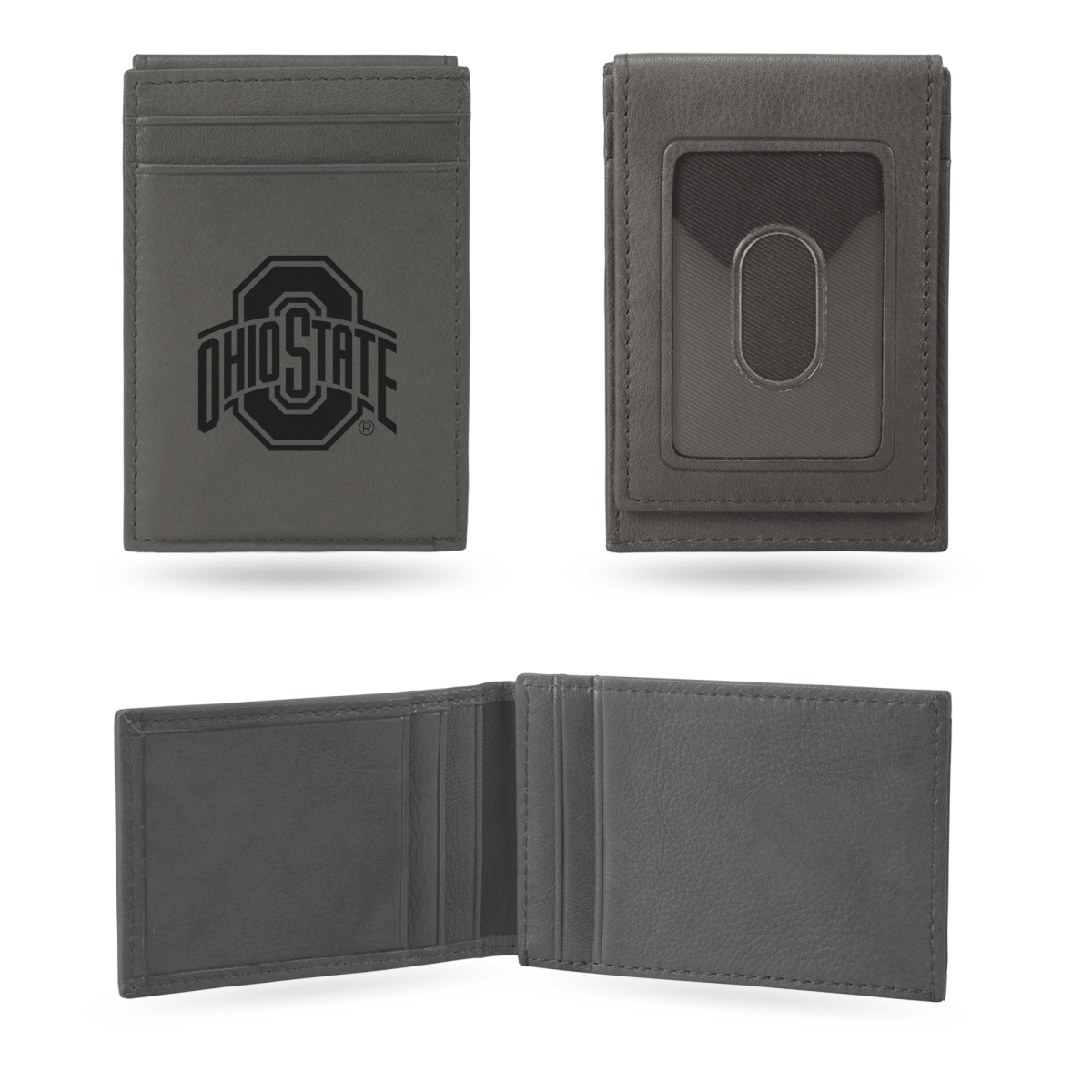 LEFPW300101GY NCAA Ohio State Buckeyes Gray Laser Engraved Front Pocket Wallet