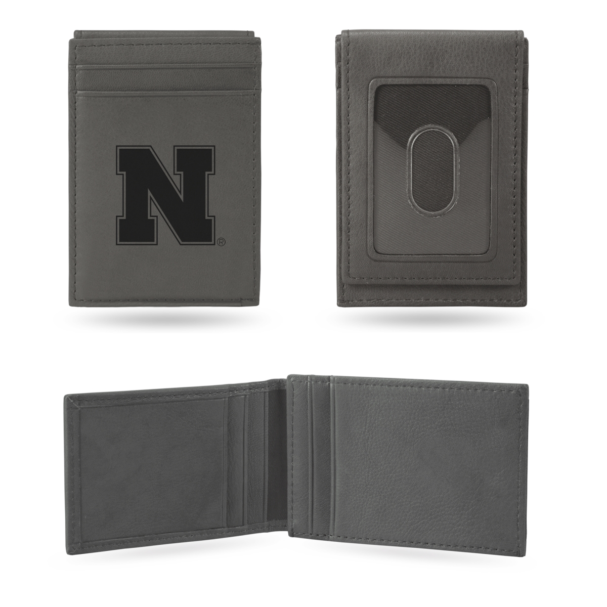 LEFPW410101GY NCAA Nebraska Cornhuskers Gray Laser Engraved Front Pocket Wallet