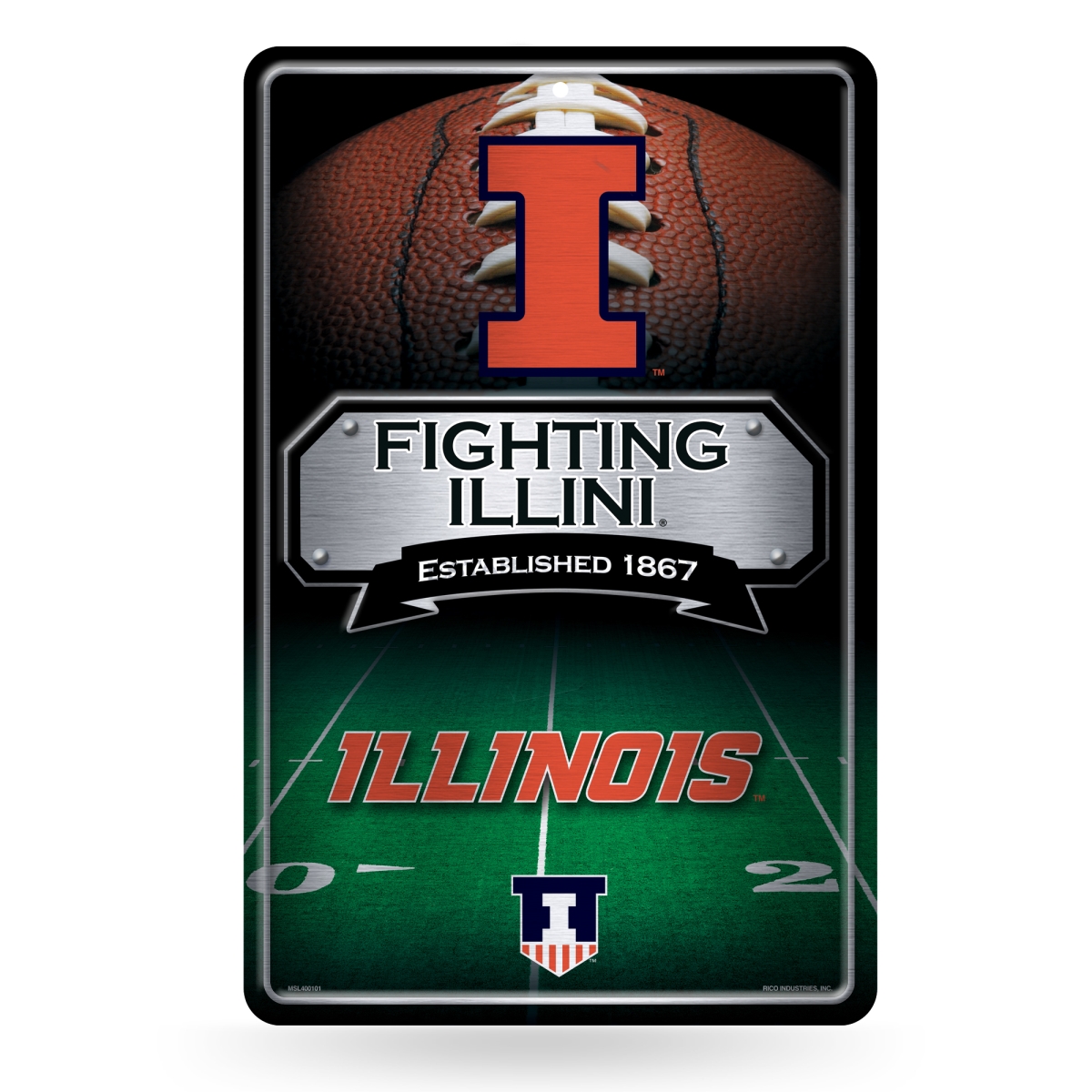 Picture of Rico Industries MSL400101 NCAA Illinois Fighting Illini 11 x 17 in. Home Decor Sign