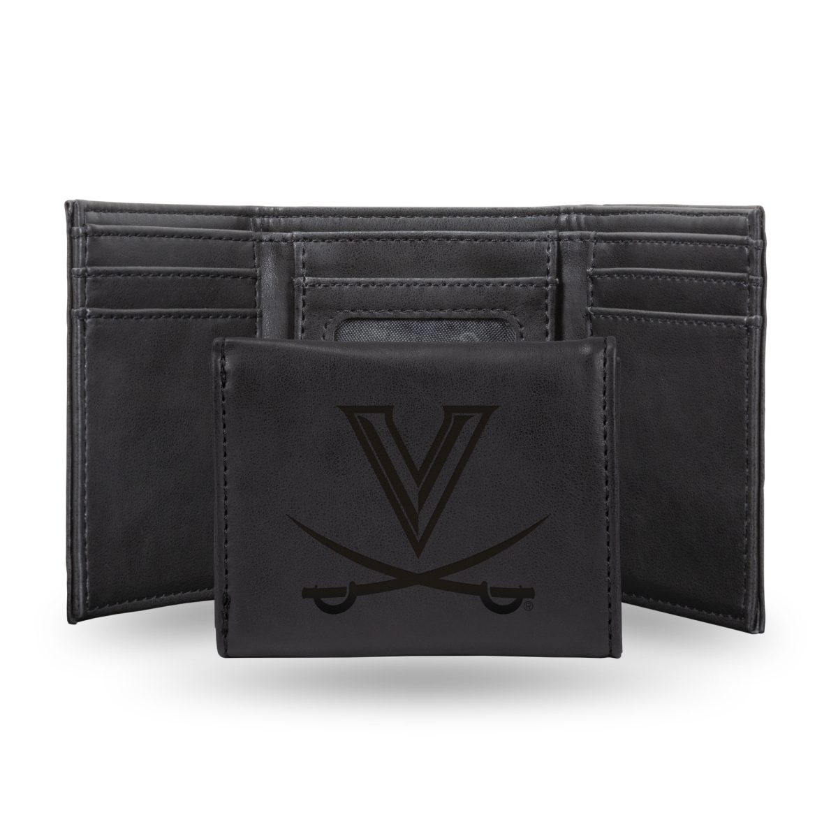 LETRI340102BK NCAA Virginia Cavaliers Black Laser Engraved Tri-Fold Wallet