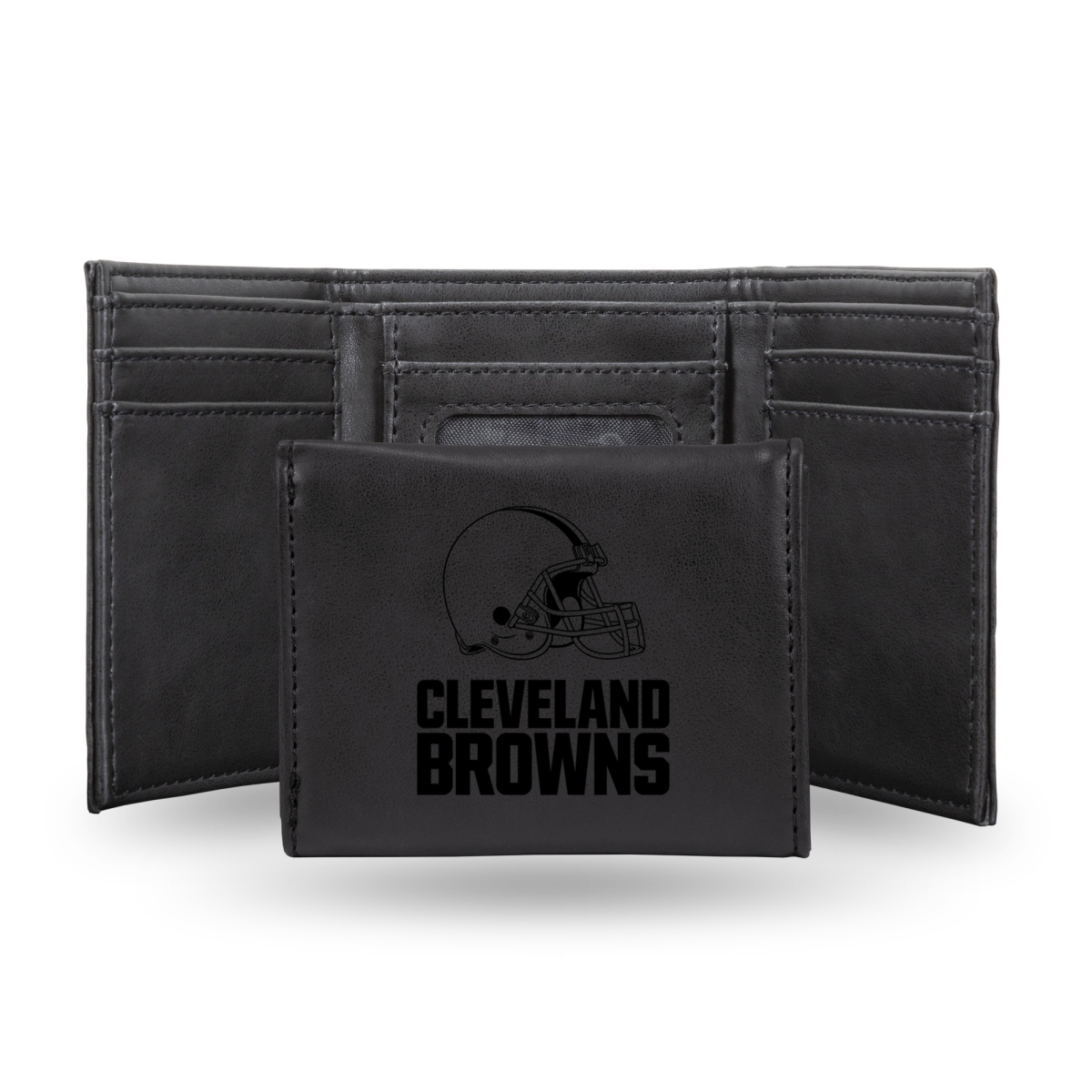 LETRI2802BK NFL Football Cleveland Browns Black Laser Engraved Tri-Fold Wallet