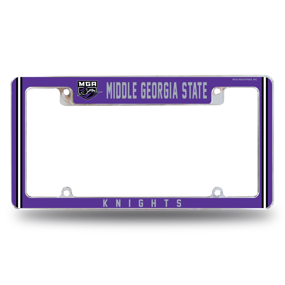 AFC111801T NCAA Middle Georgia State Knights All Over Chrome License Plate Frame, 12 x 6 in.