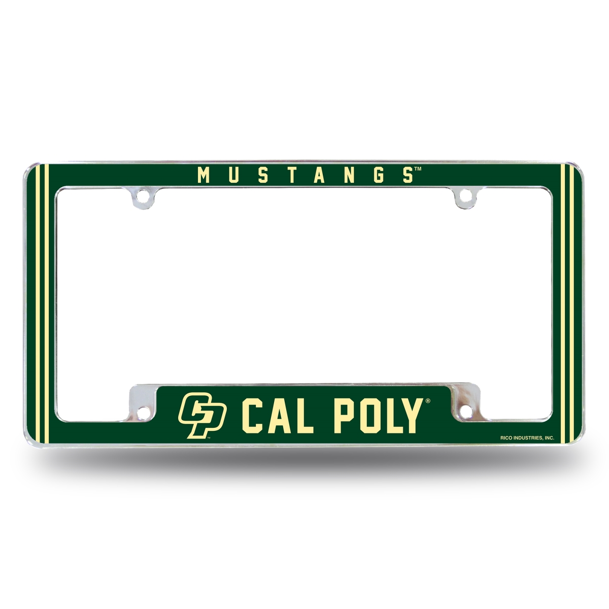 AFC293501B NCAA Cal Poly Mustangs All Over Chrome License Plate Frame, 12 x 6 in.