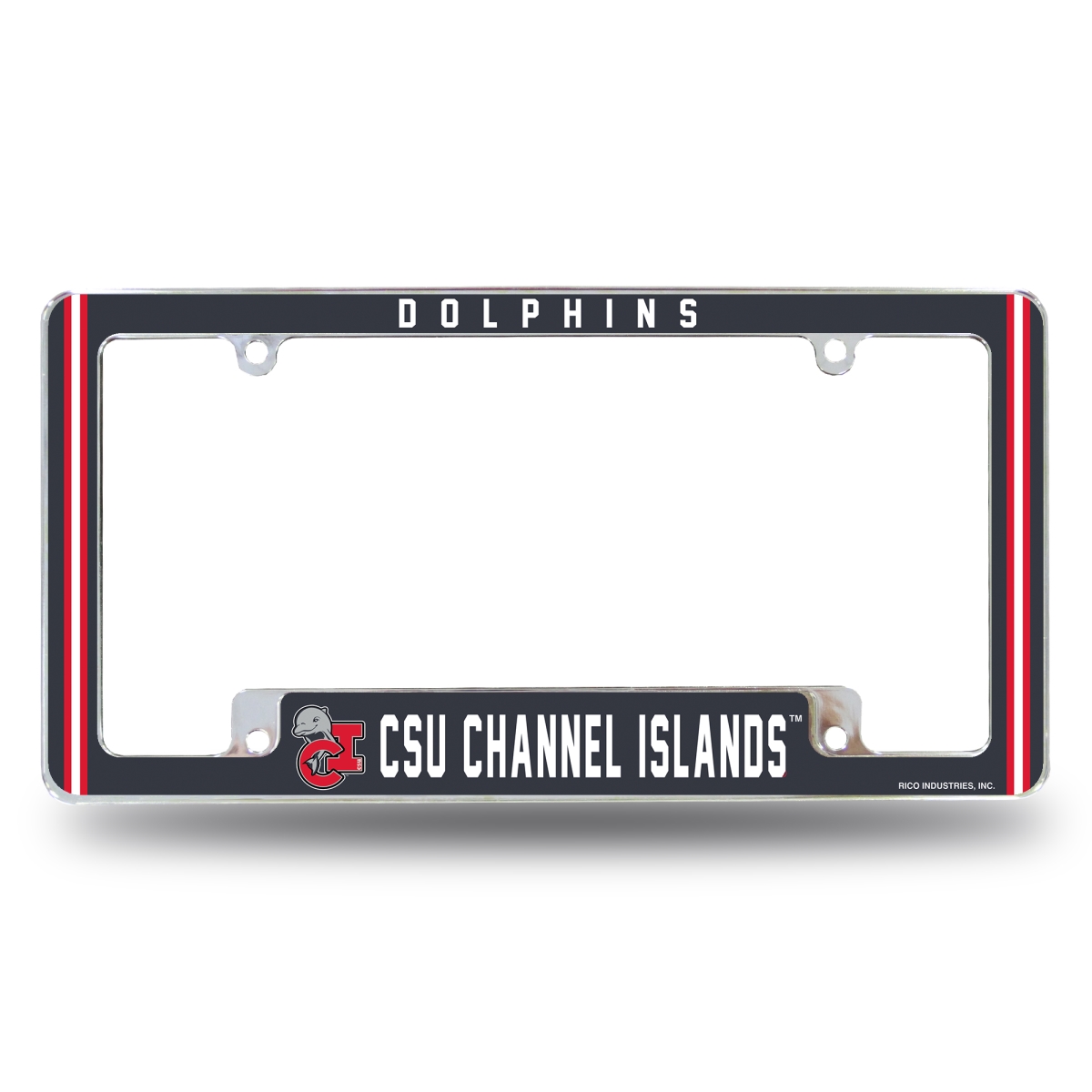 AFC294401B NCAA Cal State Channel Islands Dolphins All Over Chrome License Plate Frame, 12 x 6 in.