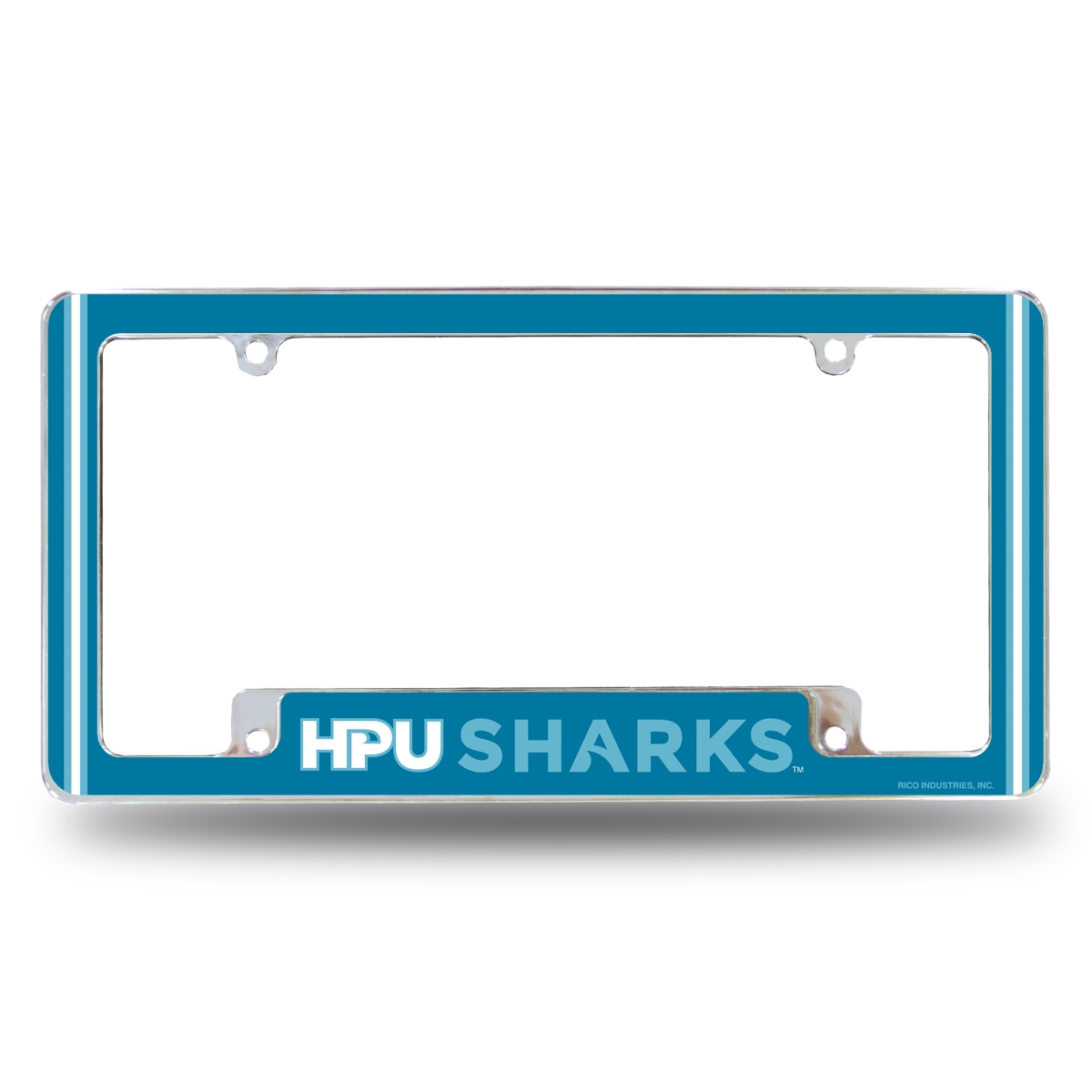 AFC550201B NCAA Hawaii Pacific Sharks All Over Chrome License Plate Frame, 12 x 6 in.