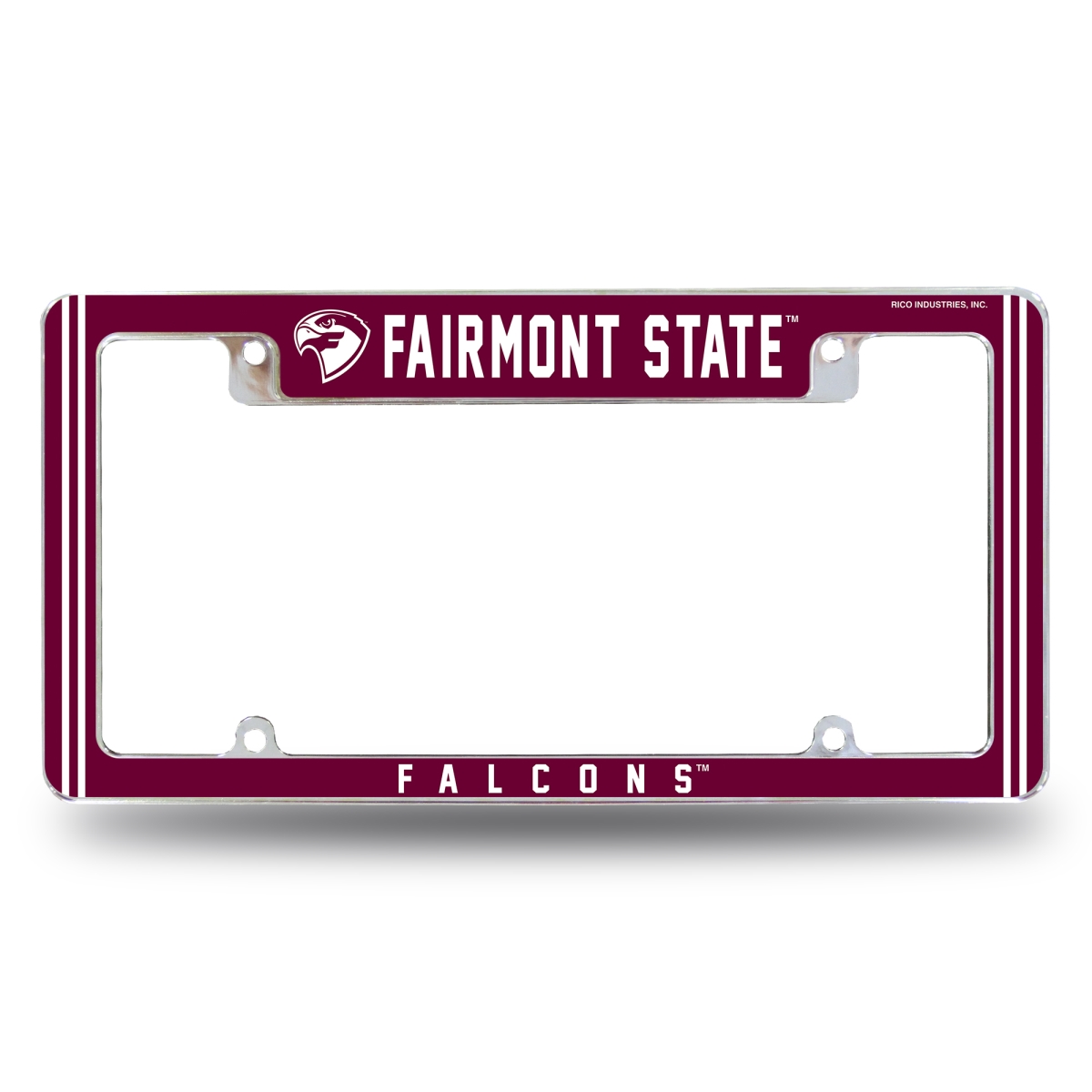 AFC280501T NCAA Fairmont State Falcons All Over Chrome License Plate Frame, 12 x 6 in.