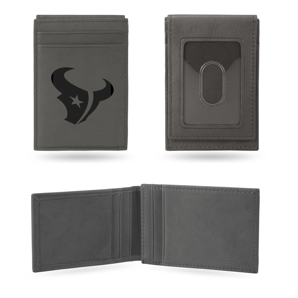 Picture of Rico Industries LEFPW0601GY NFL Football Houston Texans Gray Laser Engraved Front Pocket Wallet