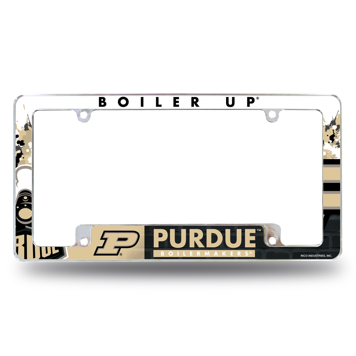 AFC200201B NCAA Purdue Boilermakers Primary All Over Chrome License Plate Frame, 12 x 6 in.