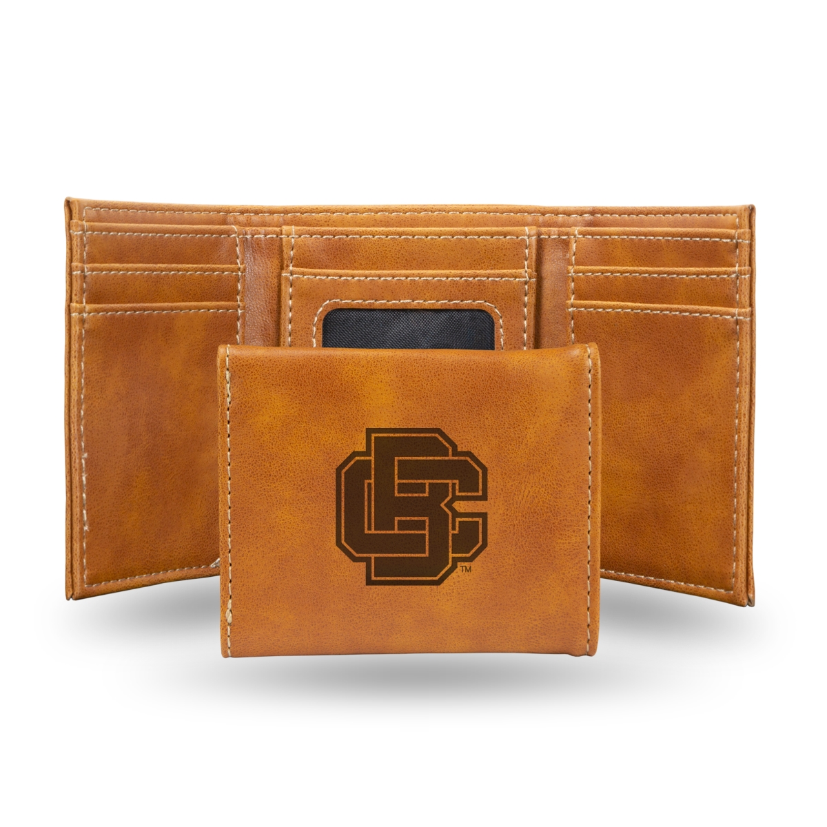 Picture of Rico Industries LETRI101101BR NCAA Bethune-Cookman Wildcats Brown Laser Engraved Tri-Fold Wallet