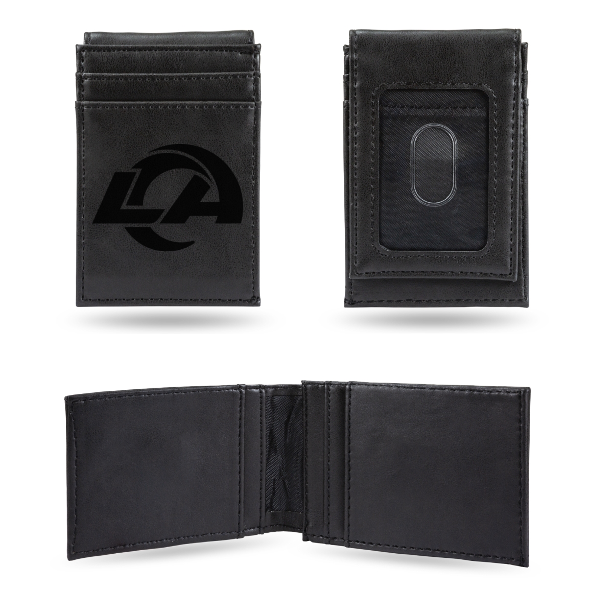 Picture of Rico Industries LEFPW3002BK NFL Football Los Angeles Rams Black Laser Engraved Front Pocket Wallet