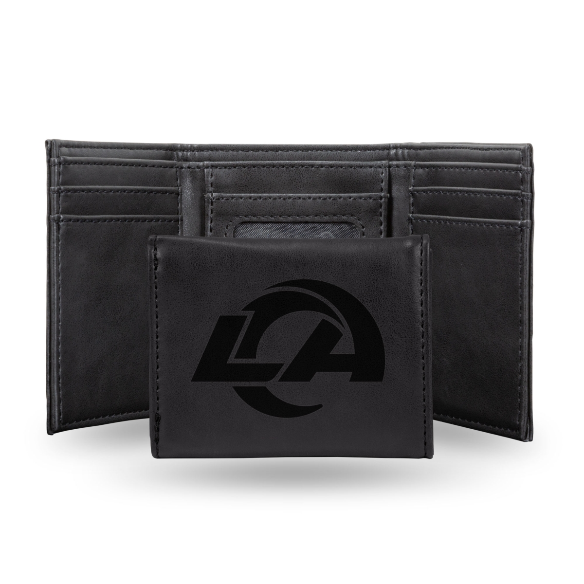 LETRI3002BK NFL Football Los Angeles Rams Black Laser Engraved Tri-Fold Wallet