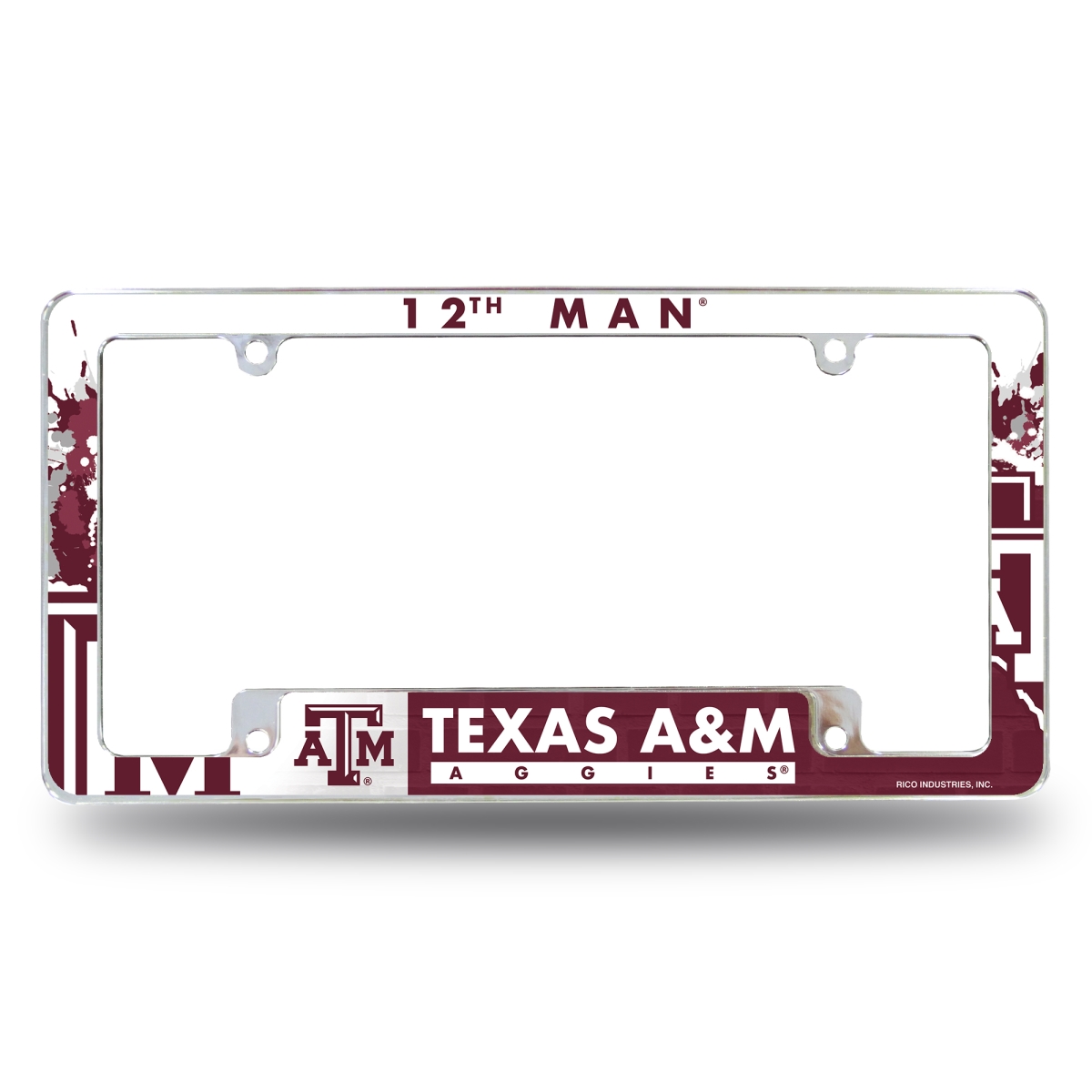 AFC260201B NCAA Texas A&M Aggies Primary All Over Chrome License Plate Frame, 12 x 6 in.