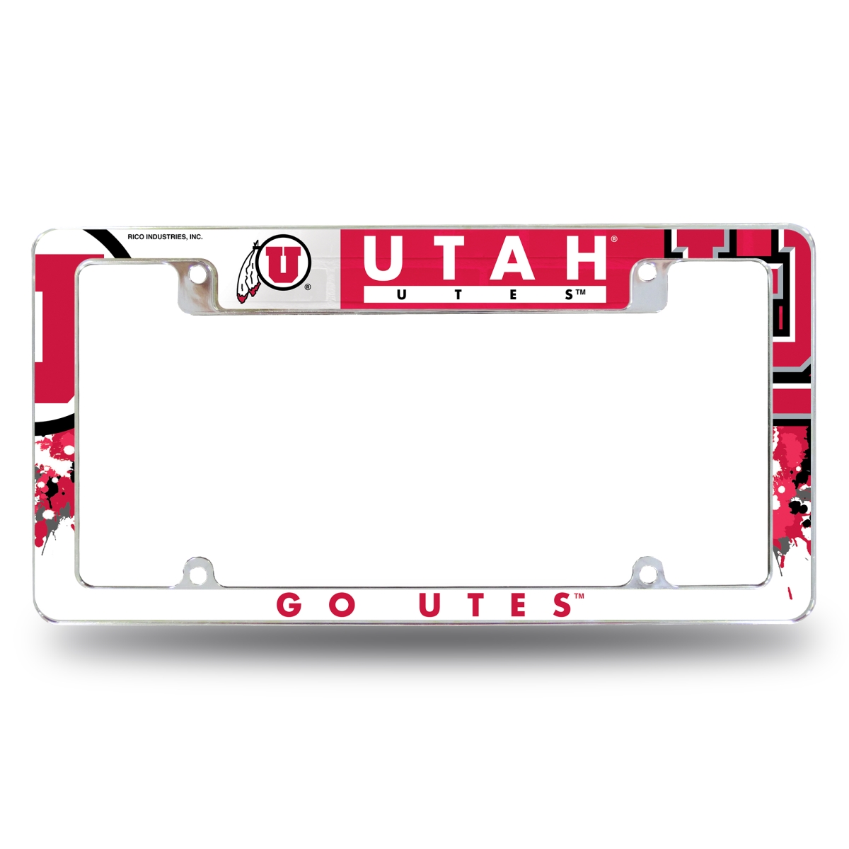 AFC530101T NCAA Utah Utes Primary All Over Chrome License Plate Frame, 12 x 6 in.