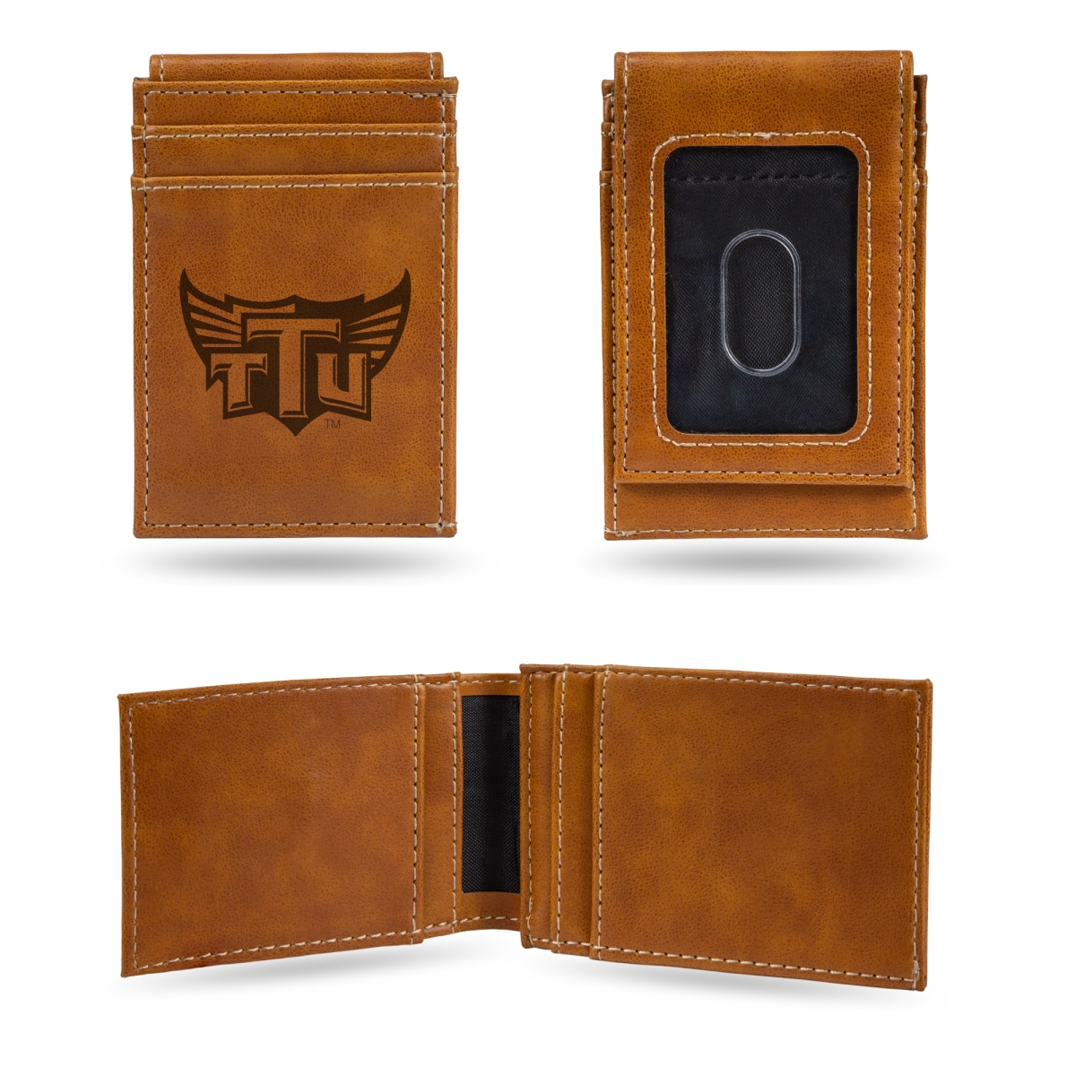 LEFPW180201BR NCAA Tennessee Tech Golden Eagles Brown Laser Engraved Front Pocket Wallet