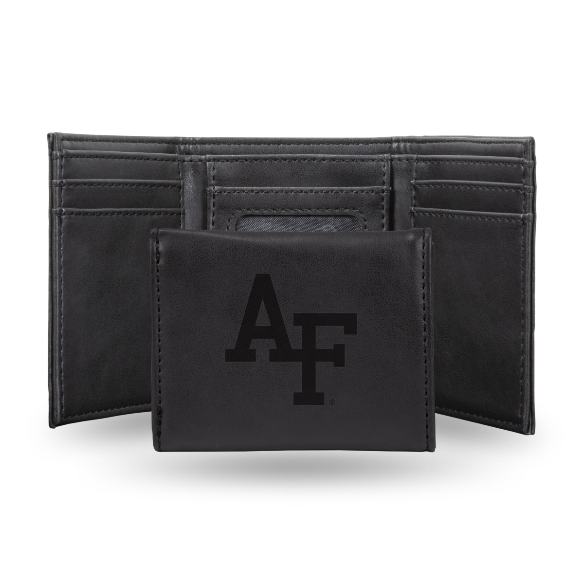 Picture of Rico Industries LETRI500501BK NCAA Air Force Academy Falcons - AF Black Laser Engraved Tri-Fold Wallet