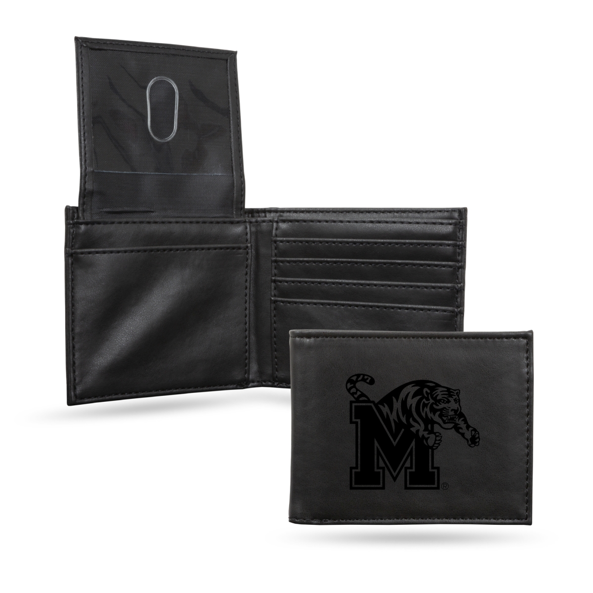 LEBIL180802BK NCAA Memphis Tigers Black Laser Engraved Bill-Fold Wallet