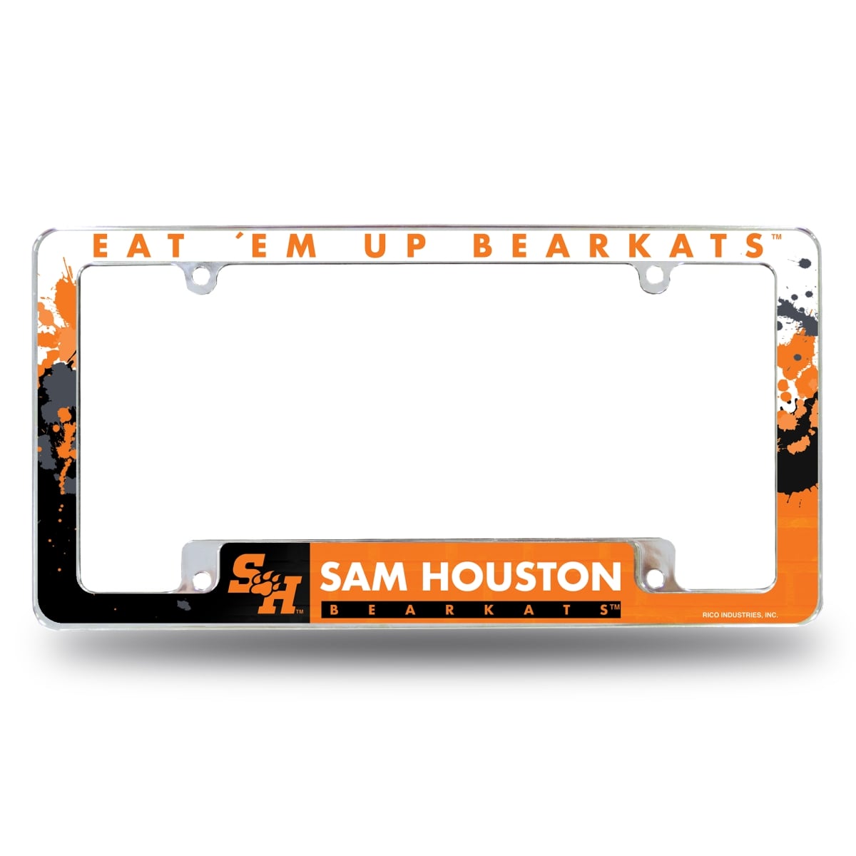 AFC261702B NCAA Sam Houston State Bearkats Primary All Over Chrome License Plate Frame, 12 x 6 in.