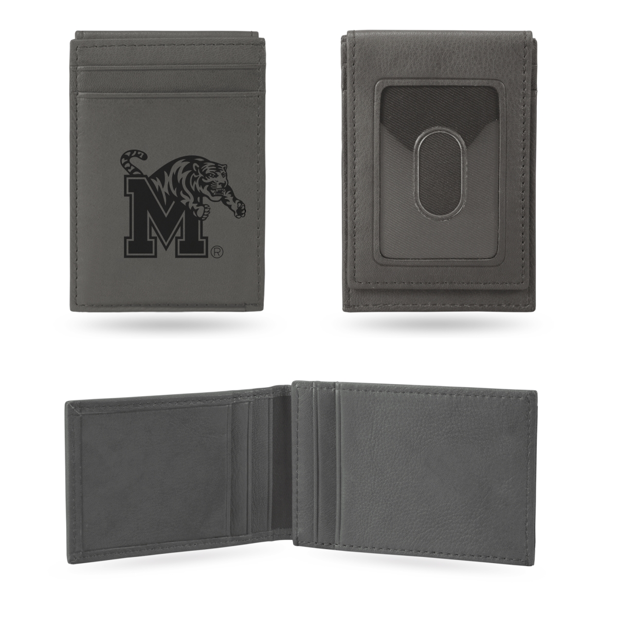 LEFPW180802GY NCAA Memphis Tigers Gray Laser Engraved Front Pocket Wallet