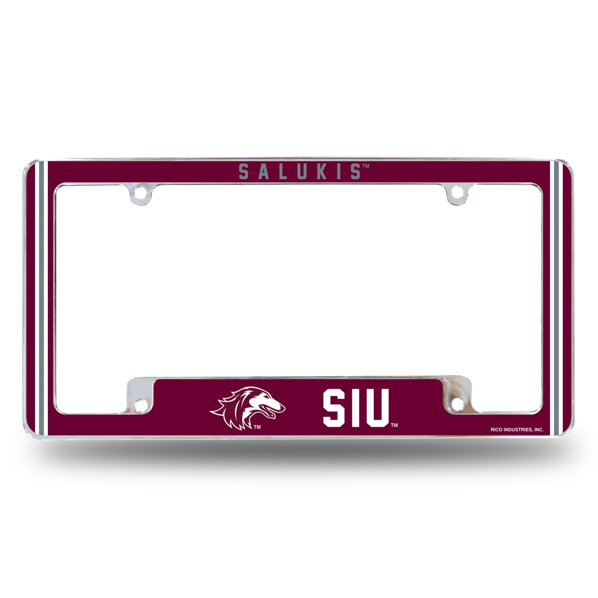 AFC400310B NCAA Southern Illinois Salukis Classic All Over Chrome License Plate Frame, 12 x 6 in.