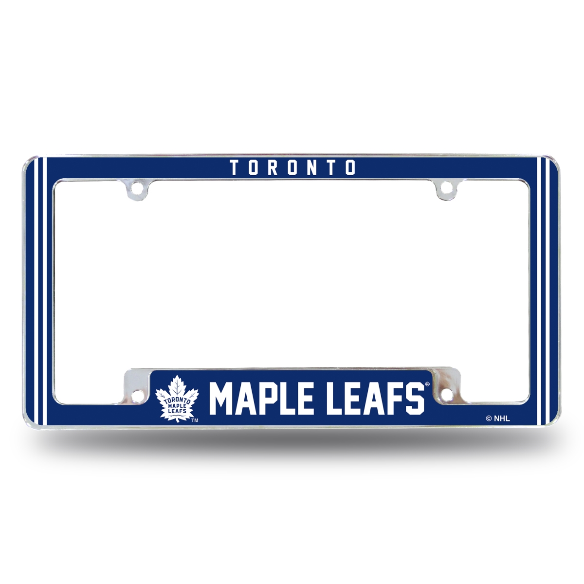 AFC8710B NHL Hockey Toronto Maple Leafs Classic All Over Chrome License Plate Frame, 12 x 6 in.