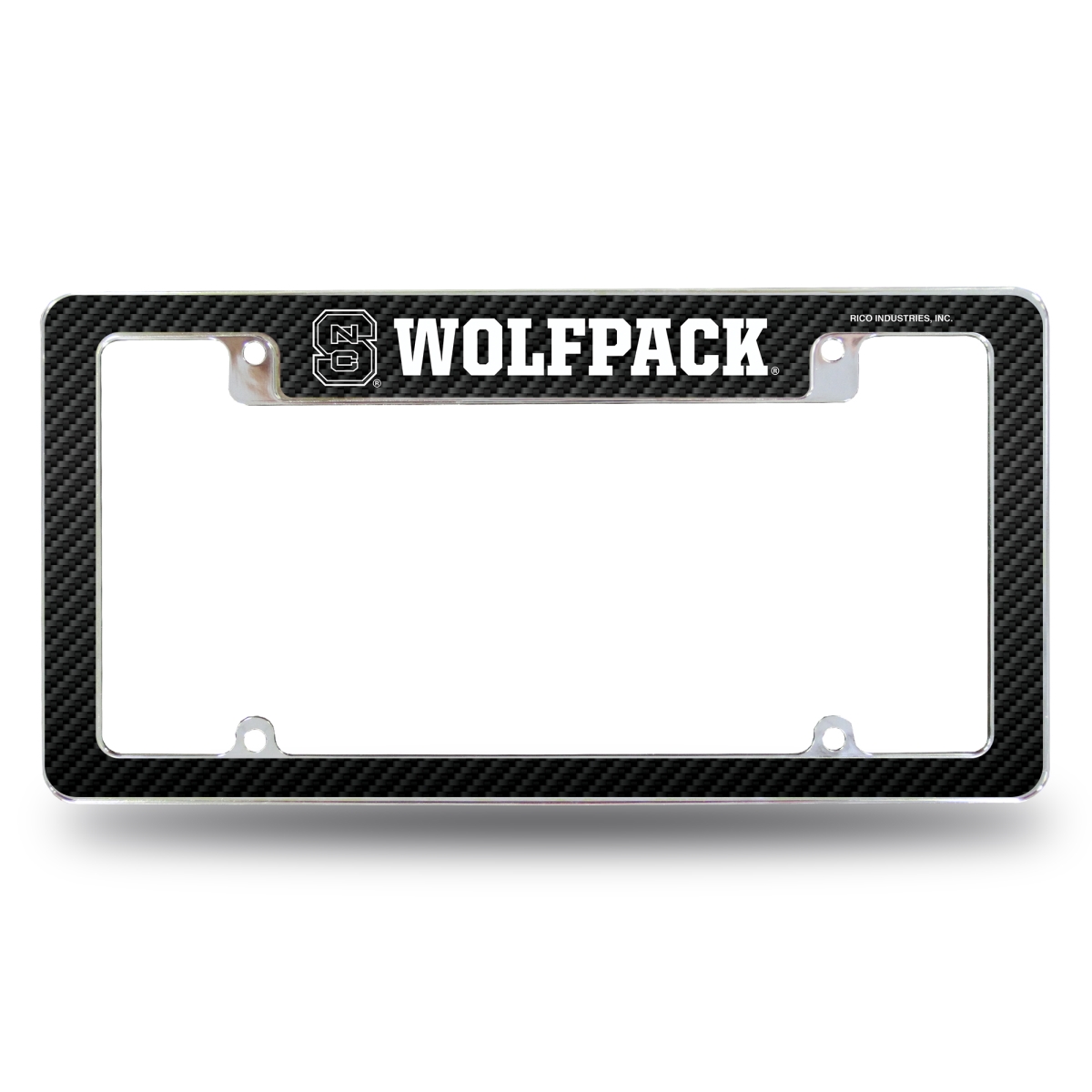 AFC130202TCF NCAA North Carolina State Wolfpack Black All Over Chrome License Plate Frame, 12 x 6 in.