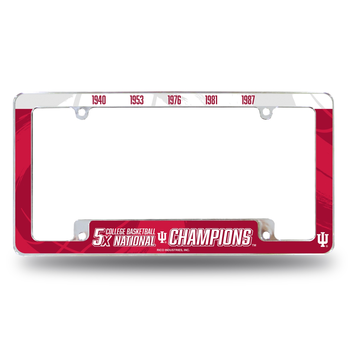 AFC2001BC5T-1 NCAA Indiana Hoosiers Multi Champ All Over Chrome License Plate Frame, 12 x 6 in.