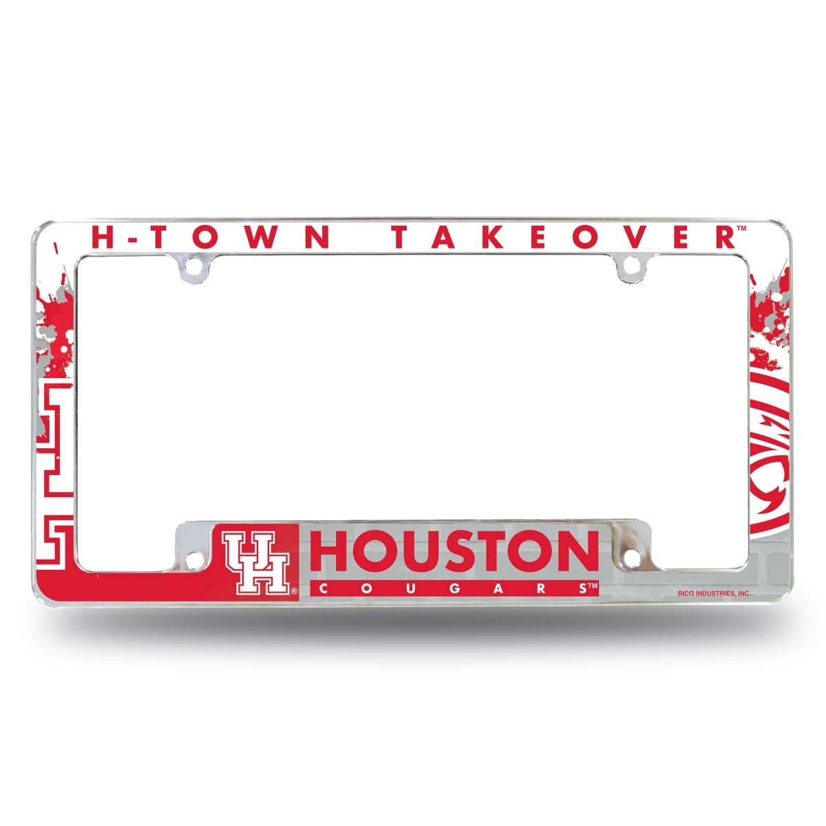 AFC261302B NCAA Houston Cougars Primary All Over Chrome License Plate Frame, 12 x 6 in.