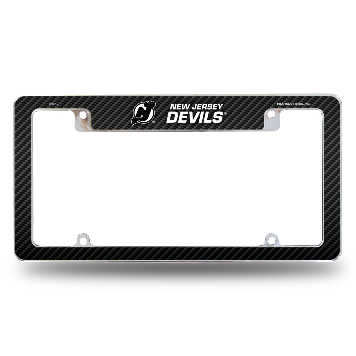 AFC8302TCF NHL Hockey Jersey Devils Black All Over Chrome License Plate Frame, 12 x 6 in.