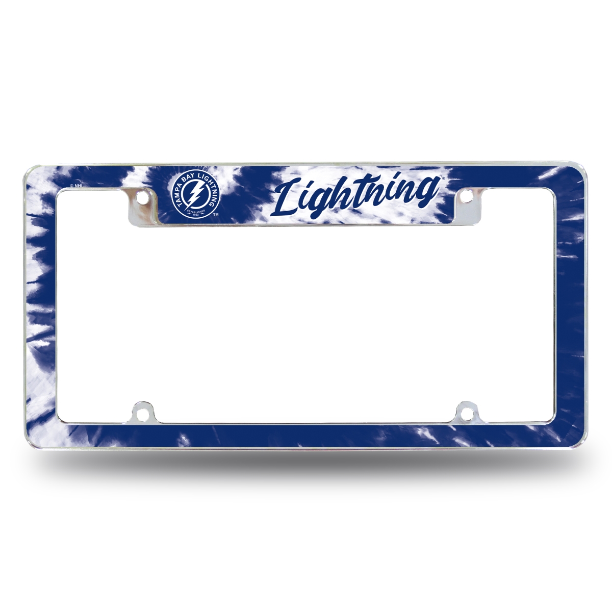 AFC9202TTD NHL Hockey Tampa Bay Lightning Tie Dye All Over Chrome License Plate Frame, 12 x 6 in.