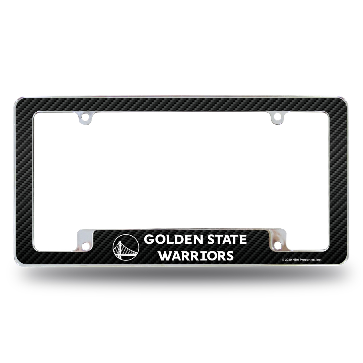 AFC96002BCF NBA Basketball Golden State Warriors Black All Over Chrome License Plate Frame, 12 x 6 in.