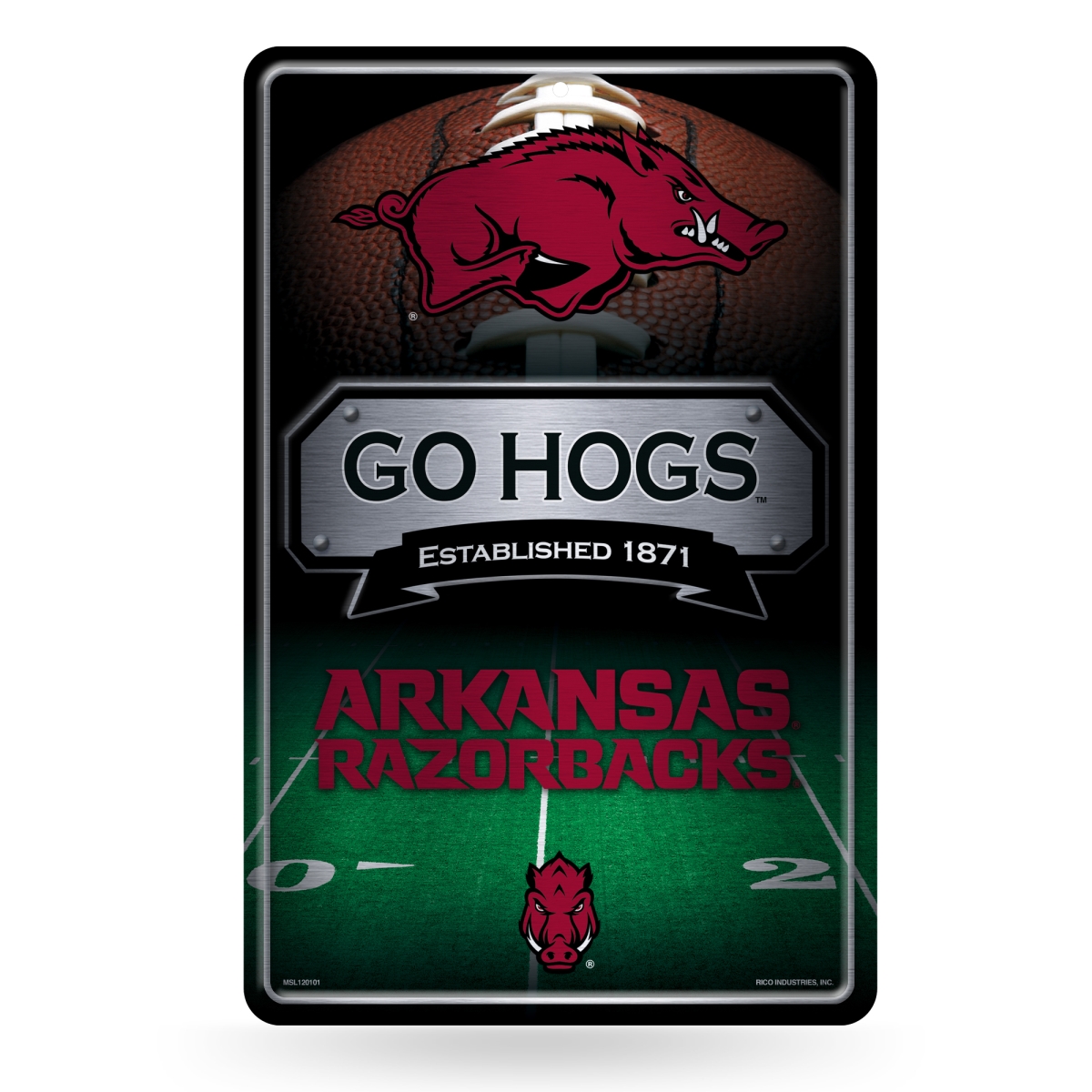 MSL360102 NCAA Arkansas Razorbacks Go Hogs 11 x 17 in. Home Decor Sign