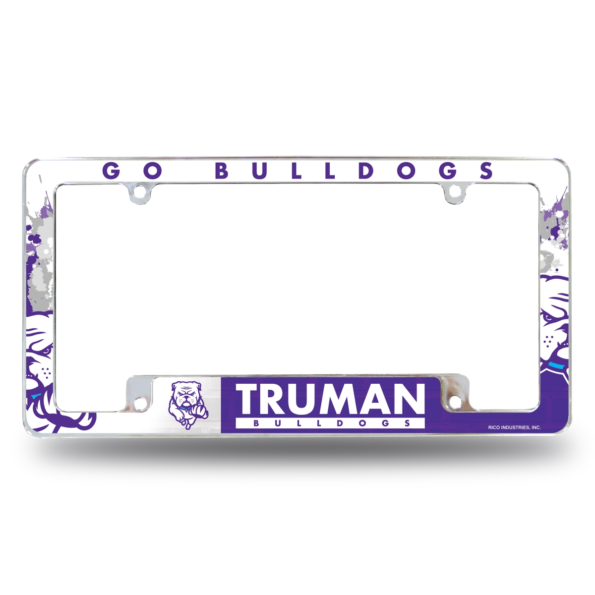 AFC390801B NCAA Truman State Bulldogs Primary All Over Chrome License Plate Frame, 12 x 6 in.