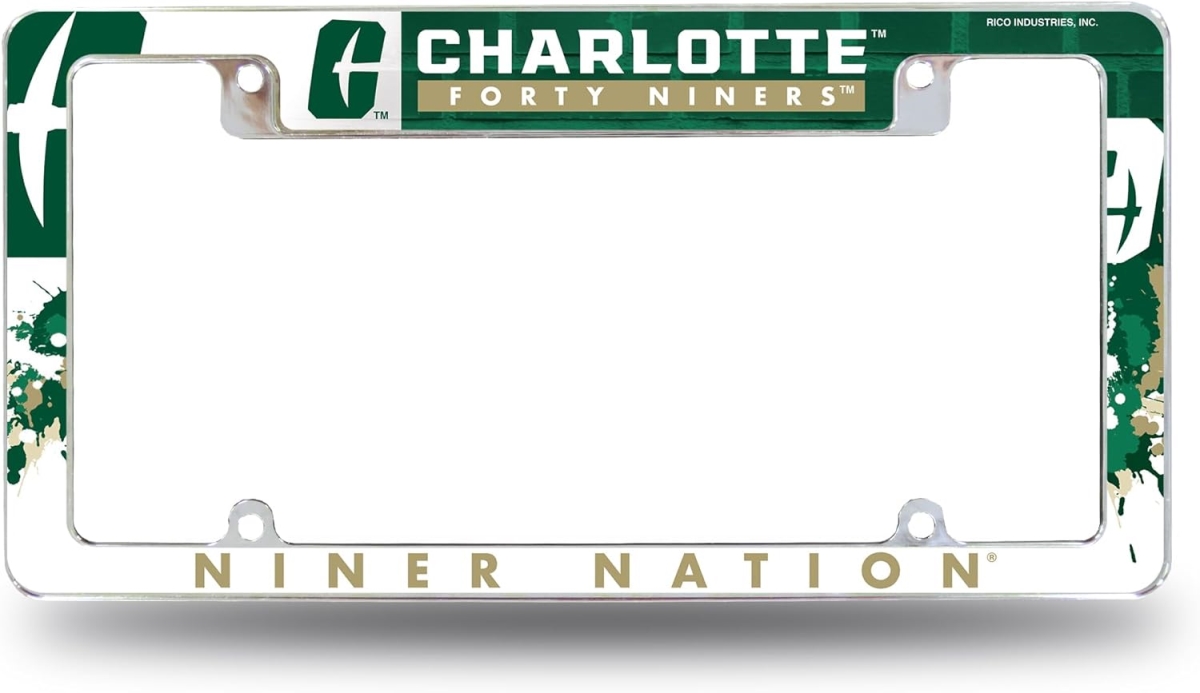AFC130701T NCAA North Carolina-Charlotte 49ers Primary All Over Chrome License Plate Frame, 12 x 6 in.