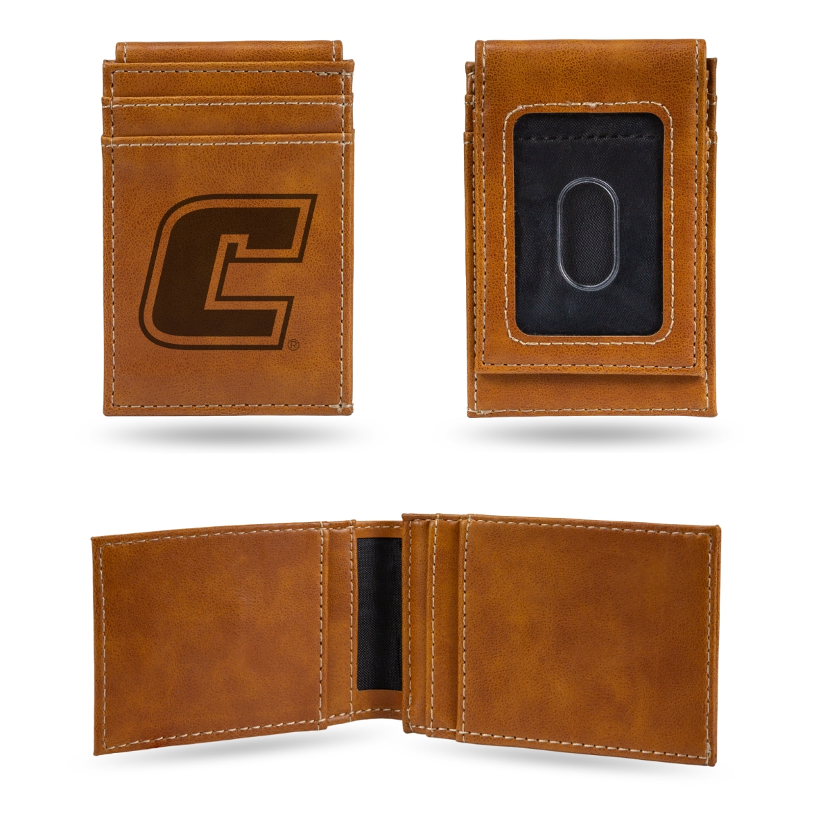 LEFPW180401BR NCAA Tennessee-Chattanooga Mocs Brown Laser Engraved Front Pocket Wallet