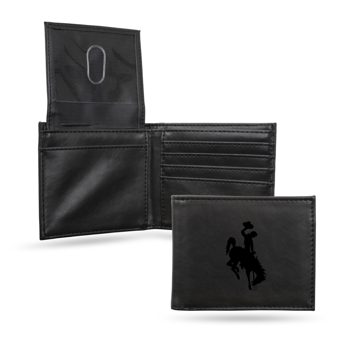 LETRI520101BK NCAA Wyoming Cowboys Black Laser Engraved Tri-Fold Wallet