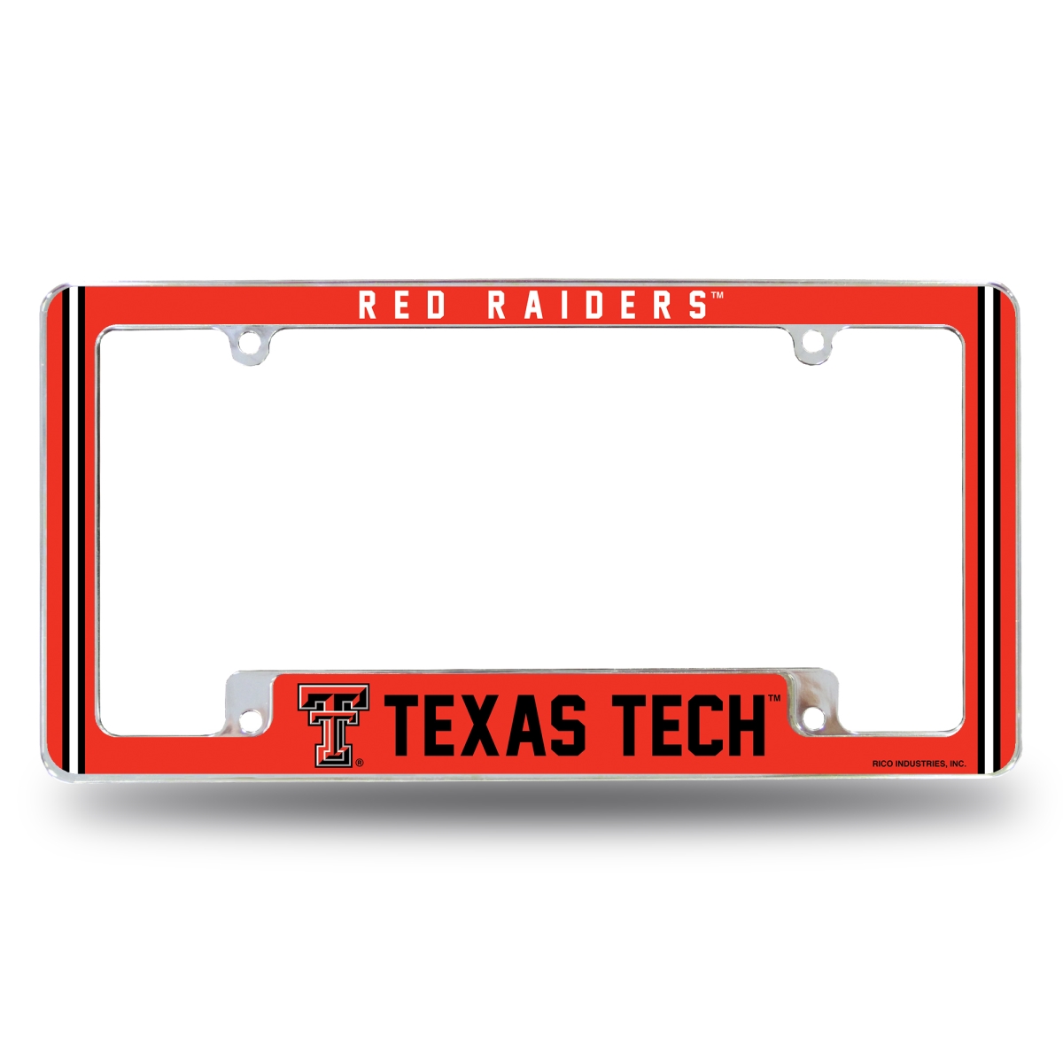 AFC260810B NCAA Texas Tech Red Raiders Classic All Over Chrome License Plate Frame, 12 x 6 in.