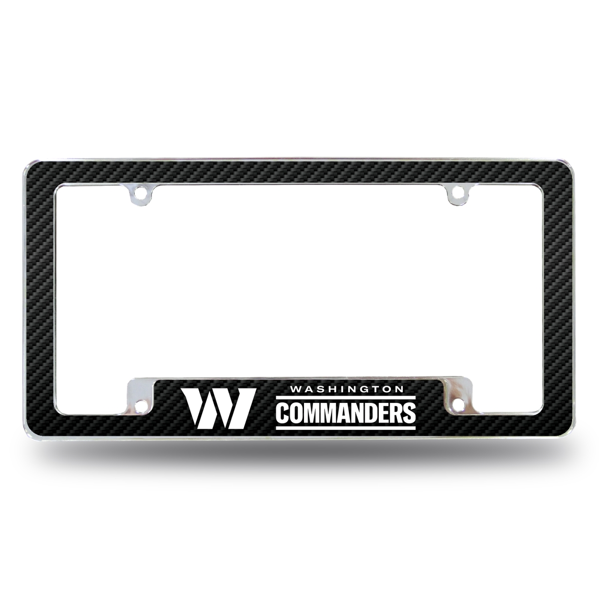 AFC3702BCF NFL Football Washington Commanders Black All Over Chrome License Plate Frame, 12 x 6 in.