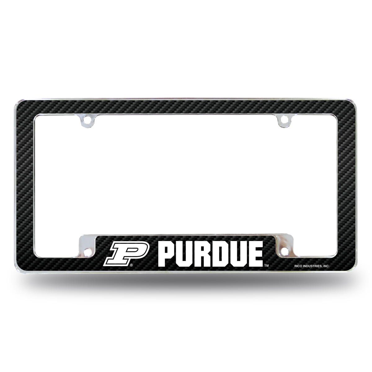 AFC200202BCF NCAA Purdue Boilermakers Carbon Fiber All Over Chrome License Plate Frame, 12 x 6 in.