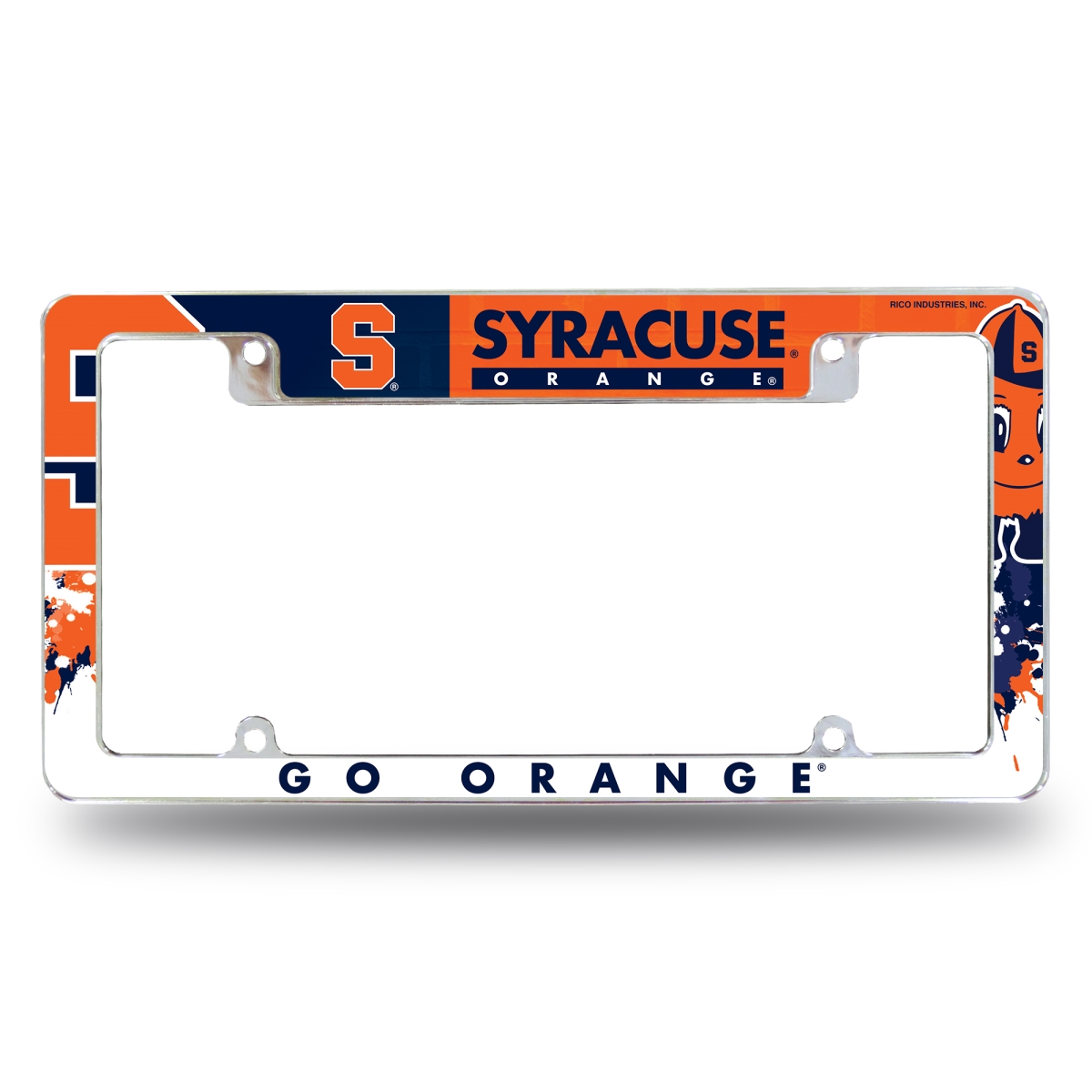AFC270102T NCAA Syracuse Orange Primary All Over Chrome License Plate Frame, 12 x 6 in.