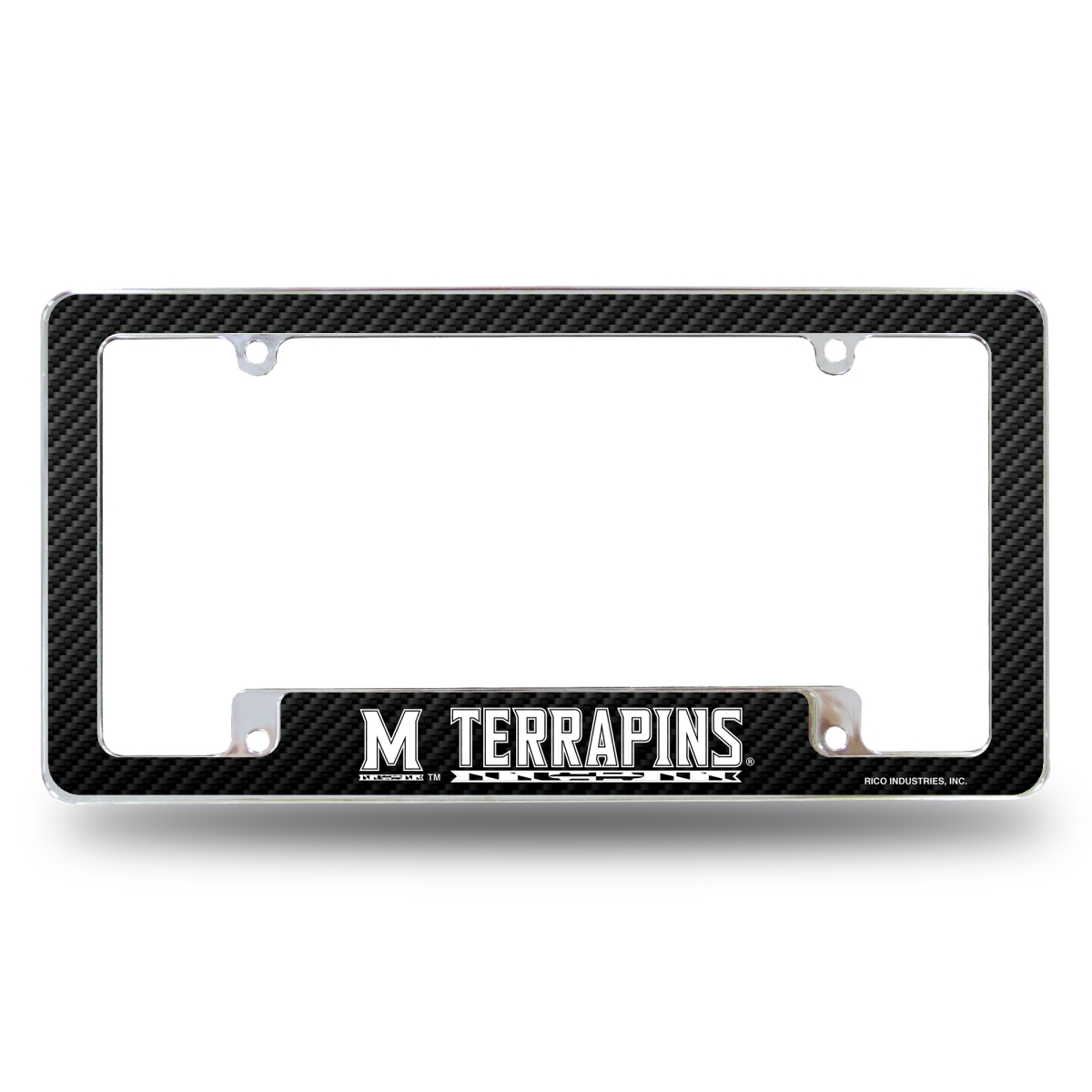 AFC320202BCF NCAA Maryland Terrapins Black All Over Chrome License Plate Frame, 12 x 6 in.