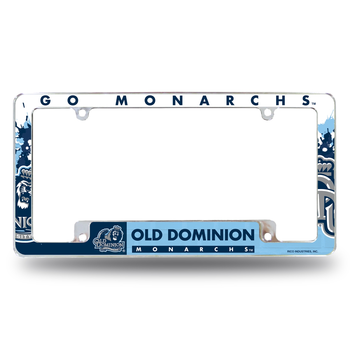 AFC340902B NCAA Old Dominion Monarchs Primary All Over Chrome License Plate Frame, 12 x 6 in.